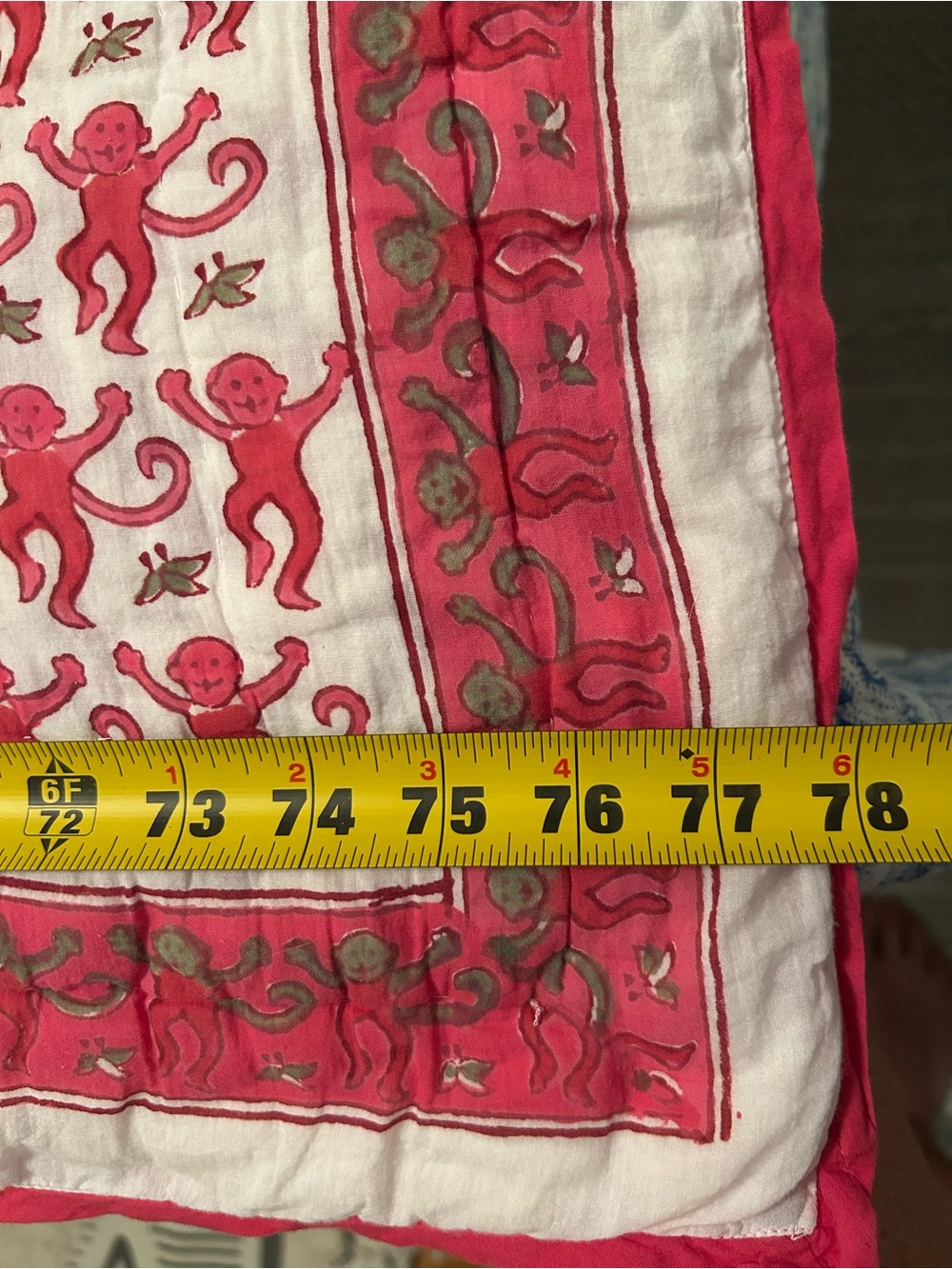 Roberta Roller Rabbit Pink Monkey & Stripe Block Print Cotton Quilt - Full Size - Picture 13 of 14